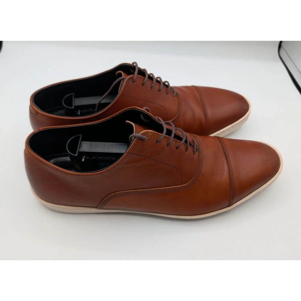 Allen Edmonds Park Avenue Oxford Sneakers Tan Leather Cap Toe Shoes Mens 11 D